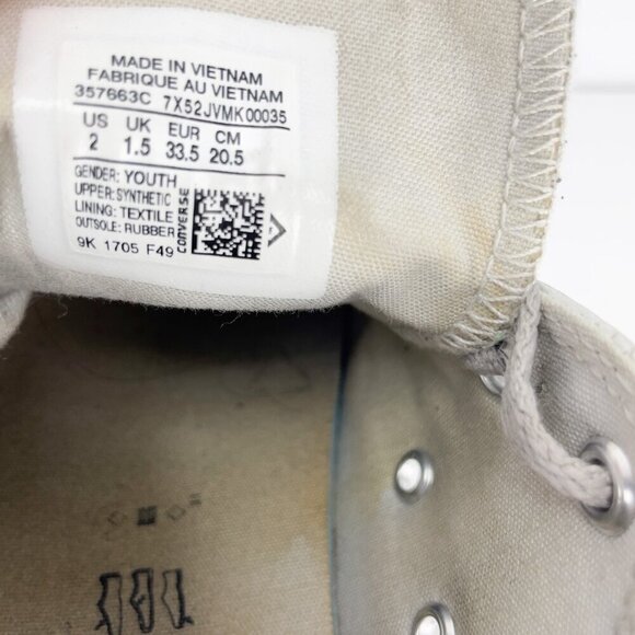 CONVERSE Chuck Taylor All Star Classic Silver Kids Sneakers Size US 2 - Picture 14 of 15